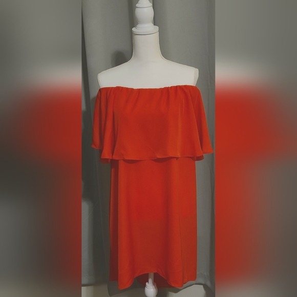 Romwe Women's Off The Shoulder Ruffle Casual Loose Shift Red Dress XL - Picture 5 of 10